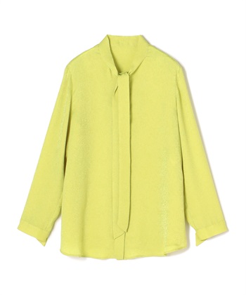 ボウタイ付きジャカードブラウス(オリーブ-9号)