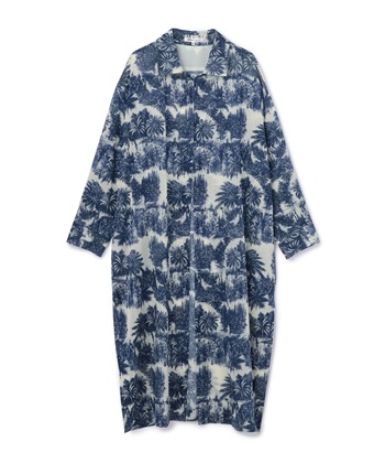 パームツリー柄ロングシャツ(ネイビー-9号)
