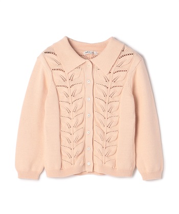 リーフモチーフニットカーディガン(ピンク-9号)