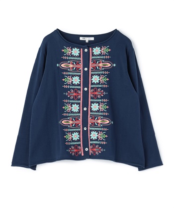 カラフル刺繍カーディガン(ネイビー-9号)