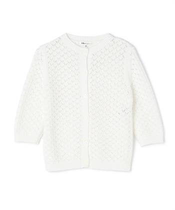 透かし編みニットカーディガン(ホワイト-9号)