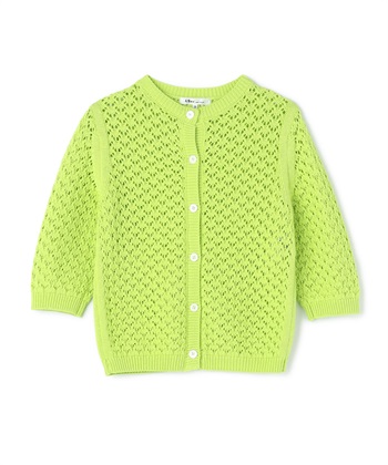 透かし編みニットカーディガン(グリーン-9号)