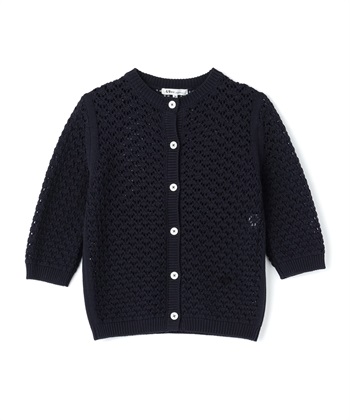 透かし編みニットカーディガン(ネイビー-9号)