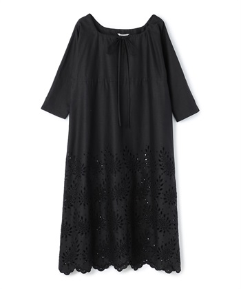 カットワークレース刺繍ワンピース(ブラック-9号)