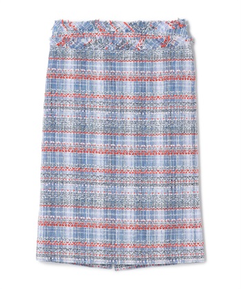 チェック柄ツイードスカート(ブルー-9号)