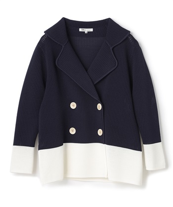 Wボタン配色ニットジャケット(ネイビー-9号)