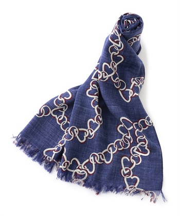 【BLACK FRIDAY】ハート柄ストール(ネイビー-フリー)