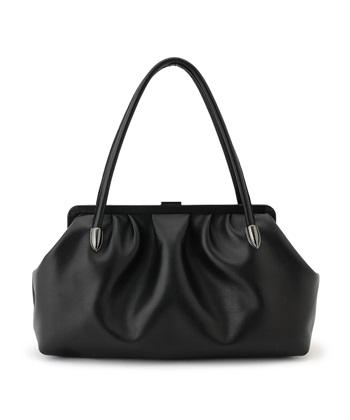 カウレザーがま口バッグ(ブラック-フリー)