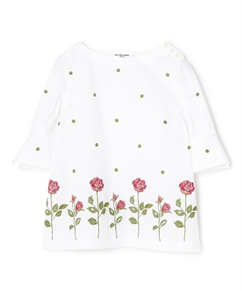 ローズ×ドット刺しゅうブラウス(レッド-9号)