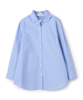 タイプライター衿フリルブラウス(サックス-9号)