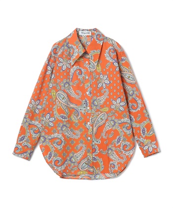 ペイズリープリント柄ブラウス(コーラル-9号)