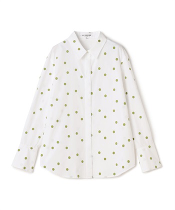 ドット刺繍長袖ブラウス(ホワイト-9号)