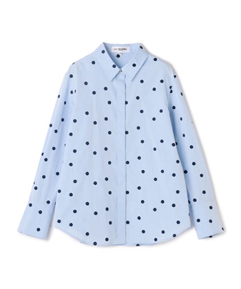 ドット刺繍長袖ブラウス(ブルー-9号)