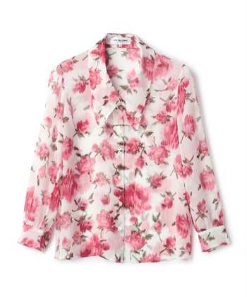 ローズ柄プリントブラウス(オフホワイト-9号)