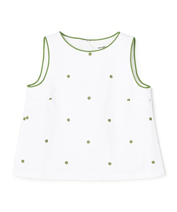 ドット刺しゅうノースリーブブラウス(グリーン-9号)