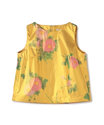 フラワープリントノースリーブブラウス(ゴールド-9号)