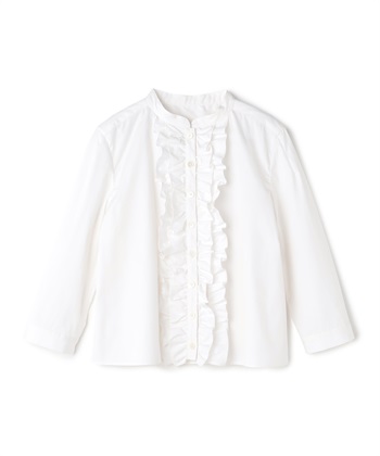 フロントフリルタイプライターブラウス(ホワイト-9号)