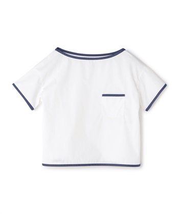 ボートネック半袖タイプライターブラウス(ホワイト-9号)