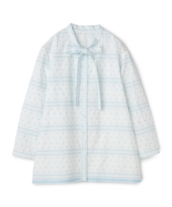 ボーダードット刺繍リボンブラウス(ホワイト-9号)