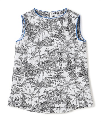 パームツリージャカードノースリーブブラウス(ホワイトｘブラック-9号)