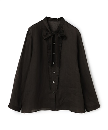 【BLACK FRIDAY】ラミーフリル使いボウタイブラウス(ブラック-9号)