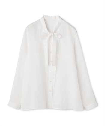 【BLACK FRIDAY】ラミーフリル使いボウタイブラウス(オフホワイト-9号)