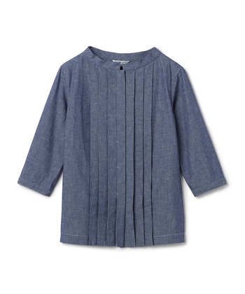 フロントタックダンガリーブラウス(ブルー-9号)