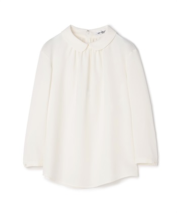 衿つきサテンブラウス(ホワイト-9号)