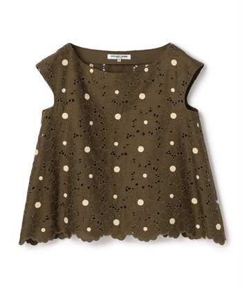 フラワーレースノースリーブブラウス(オリーブ-9号)