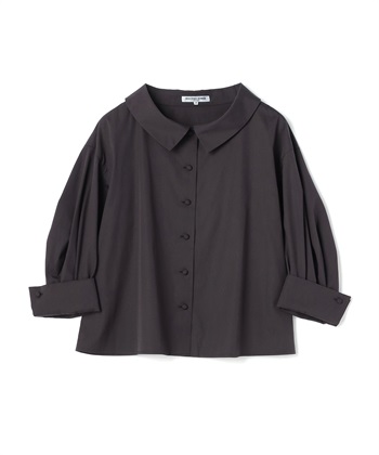 衿付きコットンシャツ(ブラック-9号)