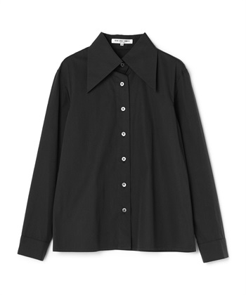 ビッグカラーコットン長袖シャツ(ブラック-9号)