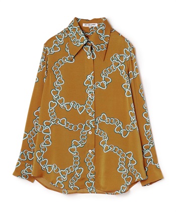 BLACK FRIDAY】ハートチェーンプリント長袖ブラウス 49AV JUNKO