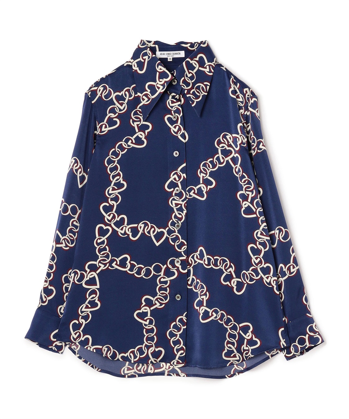 BLACK FRIDAY】ハートチェーンプリント長袖ブラウス 49AV JUNKO