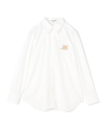 刺繍入りコットン長袖シャツ(オフホワイト-9号)