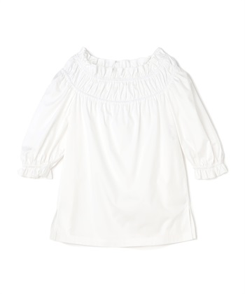 ギャザーフリルコットンブラウス(オフホワイト-9号)