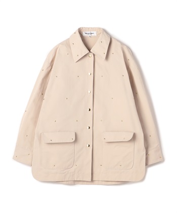 水玉風スタッズブルゾン(オフベージュ-9号)