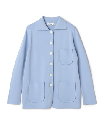 パッチポケット付きニットジャケット(サックス-9号)