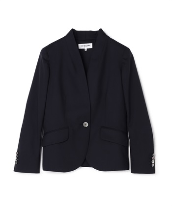 ノーカラーウールジャケット【展開店舗限定商品】(ネイビー-7号)