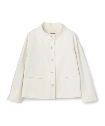 メルトンノーカラーブルゾン(オフホワイト-9号)