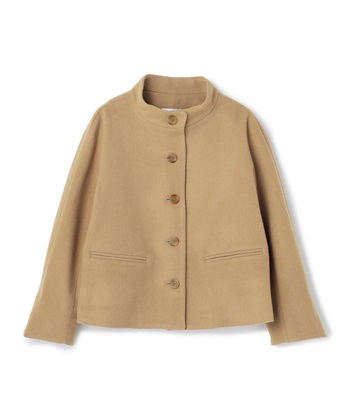 メルトンノーカラーブルゾン(キャメル-9号)