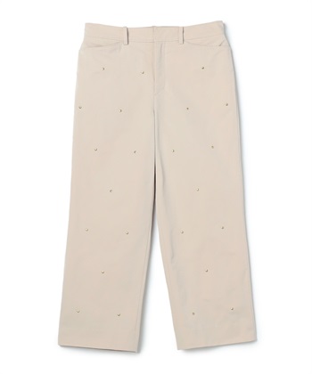 スタッズ付きクロップド丈グログランパンツ(オフベージュ-9号)