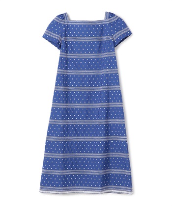 【TIME SALE】ボーダードット刺繍ワンピース(ネイビー-9号)
