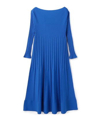 ビスコースナイロンプリーツニットワンピース(ブルー-9号)