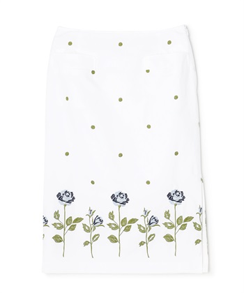 【TIME SALE】ローズ×ドット刺しゅうスカート(ブルー-9号)