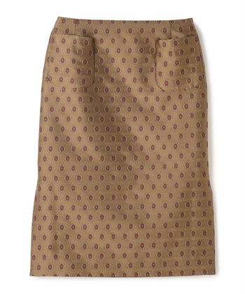クラバット柄タイトスカート(キャメル-9号)
