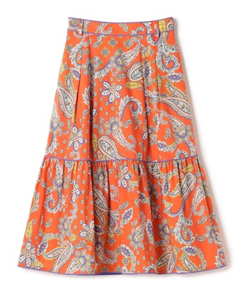 ペイズリー柄プリントスカート(コーラル-9号)