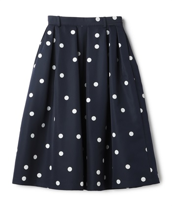 ポリエステルタフタフレアスカート(ネイビー×ホワイトドット-9号)