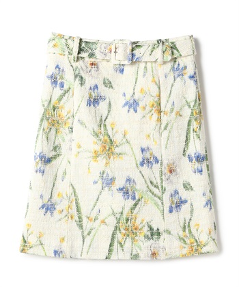 フラワーツイードスカート(オフホワイト-9号)