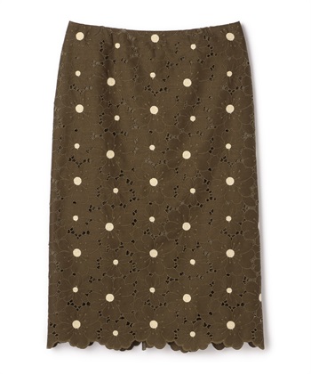 【TIME SALE】フラワーレースタイトスカート(オリーブ-9号)