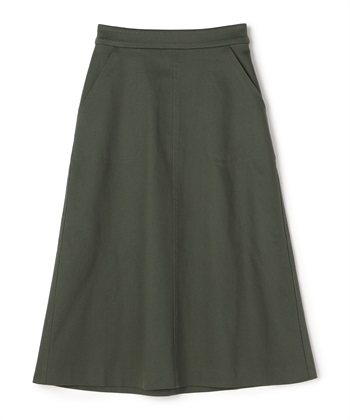 ストレッチツイルフレアスカート(ダークグリーン-9号)